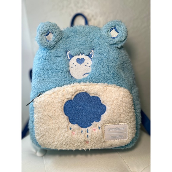 Loungefly‎ Care Bears Grumpy Bear Sherpa Mini Backpack Blue Faux Fur 2022 main image 8